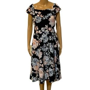 Black Floral Off the Shoulder Dress Size Large